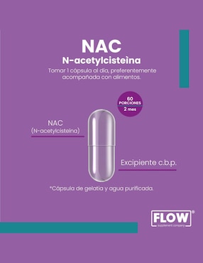 NAC N-Acetylciteína Flow con n-acetyl cysteine de 60 cápsulas
