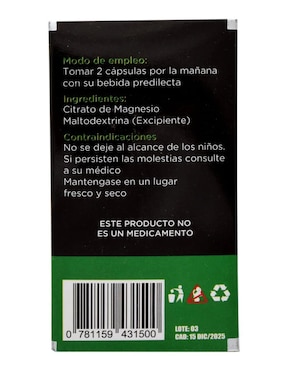 Citrato de Magnesio Joy Natura de 60 cápsulas