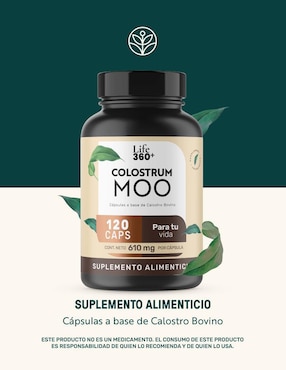 Colostrum Moo: Calostro bovino Life 360+ Life360+ con calostro bovino de 120 cápsulas
