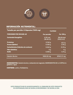 Colostrum Moo: Calostro bovino Life 360+ Life360+ con calostro bovino de 120 cápsulas