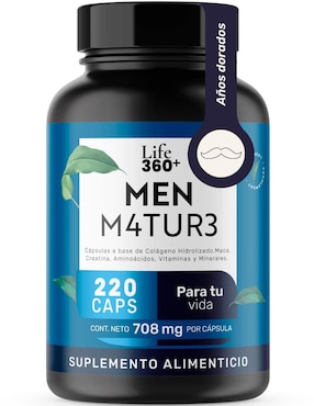 Men M4TUR3: Suplemento masculino a base de Colágeno, Maca, Creatina, Vitaminas y Minerales Life 360+ Life360+ de 220 cápsulas