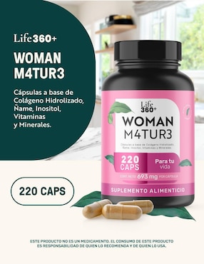 Woman M4tur3 Life360+ con colágeno hidrolizado de 220 cápsulas