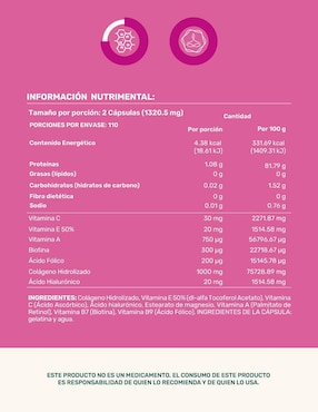 Collagen Vitamins: Colágeno hidrolizado + Vitaminas + Ácido fólico y Hialurónico Life 360+ Life360+ de 220 cápsulas