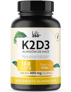 Suplemento Alimenticio K2D3 Almidón De Maíz Life360+ Con Vitamina D3 Y K2