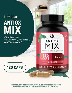 Antiox Mix: Suplemento a base de Axantina, arándano en polvo y Vitaminas Life 360+ Life360+ de 120 cápsulas