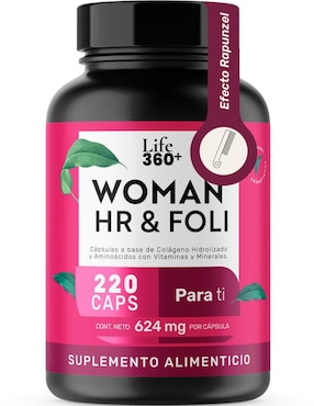 Woman Hr & Foli: Colágeno hidrolizado + Aminoácidos + Vitaminas y minerales Life 360+ Life360+ de 220 cápsulas