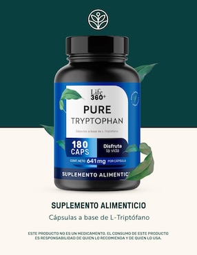 PURE TRYPTOPHAN: L-Triptófano y Estearato de magnesio Life 360+ Life360+ con l-triptófano de 180 cápsulas