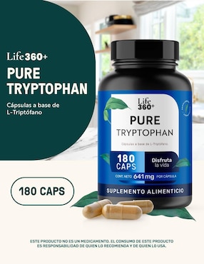 PURE TRYPTOPHAN: L-Triptófano y Estearato de magnesio Life 360+ Life360+ con l-triptófano de 180 cápsulas