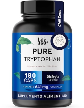 PURE TRYPTOPHAN: L-Triptófano y Estearato de magnesio Life 360+ Life360+ con l-triptófano de 180 cápsulas