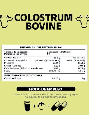Calostro Bovino Grass Fed 20% Beyond Vitamins de 60 cápsulas