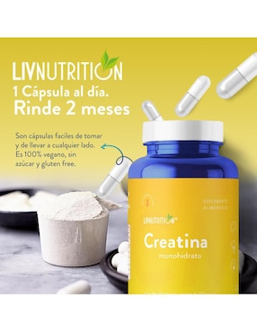 Creatina Monohidrato Liv Nutrition de 60 cápsulas