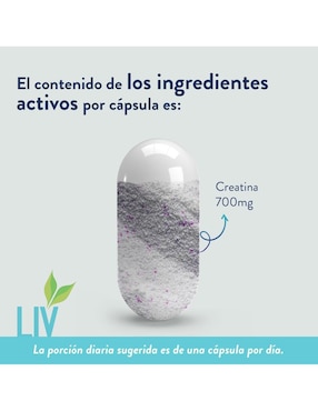 Creatina Monohidrato Liv Nutrition de 60 cápsulas
