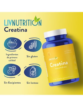 Creatina Monohidrato Liv Nutrition de 60 cápsulas
