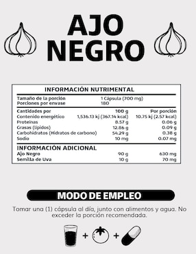 Ajo Negro con Semilla de Uva Beyond Vitamins de 60 cápsulas