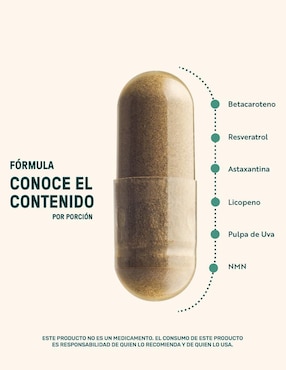 NMN & Antox-Mix: Suplemento a base de Pulpa de uva con Resveratrol + Astaxantina + NMN + Licopeno y Betacaroteno Life360+ de 90 cápsulas
