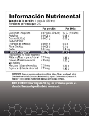 Citrato de Magnesio Citramag Salud & Vida Mx con citrato de magnesio de 200 cápsulas
