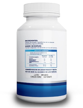 Citrato de Potasio NAIMA, 100% Pure Potassium Citrate Naima de 200 cápsulas