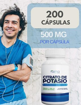Citrato de Potasio NAIMA, 100% Pure Potassium Citrate Naima de 200 cápsulas