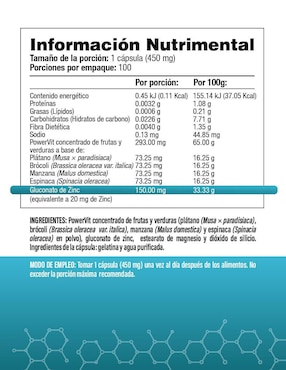 Gluconato de Zinc Salud & Vida Mx de 100 cápsulas