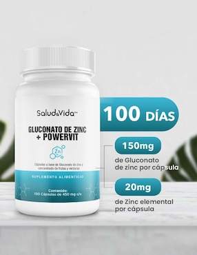 Gluconato de Zinc Salud & Vida Mx de 100 cápsulas
