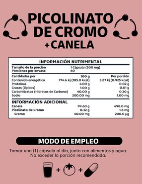 Picolinato de Cromo con Canela Beyond Vitamins de 60 cápsulas