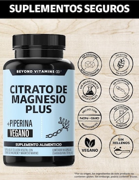 Citrato de Magnesio Plus con Piperina Beyond Vitamins de 180 cápsulas