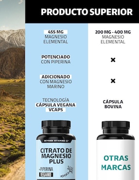 Citrato de Magnesio Plus con Piperina Beyond Vitamins de 180 cápsulas