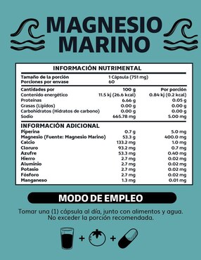 Magnesio Marino Plus Natural SIMAG con Piperina Beyond Vitamins de 60 cápsulas