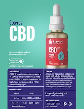 Gotas Cbd Full Spectrum Sewari sabor coco de 30 ml