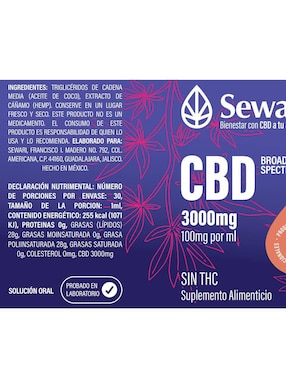 Gotas CBD Sin Thc Sewari sabor coco de 30 ml