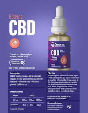 Gotas CBD Sin Thc Sewari sabor coco de 30 ml