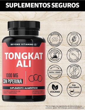 Tongkat Ali con Extracto de Piperina Beyond Vitamins de 60 cápsulas