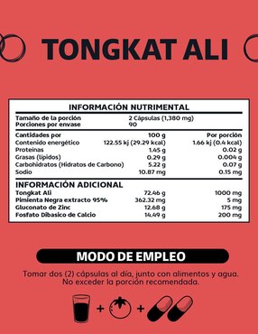 Tongkat Ali con Extracto de Piperina Beyond Vitamins de 180 cápsulas