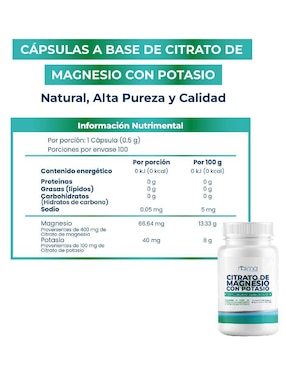 Kit de suplementos alimenticios de Citrato de Magnesio Con Potasio Naima