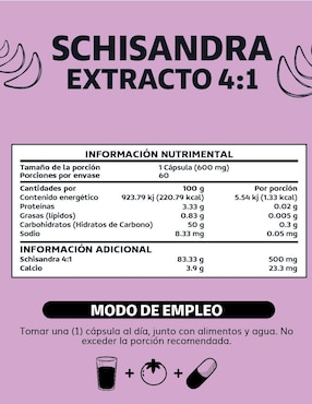 Schisandra Extracto 4:1 Beyond Vitamins de 60 cápsulas