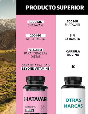 Shatavari con Raíz de Cúrcuma Beyond Vitamins de 60 cápsulas