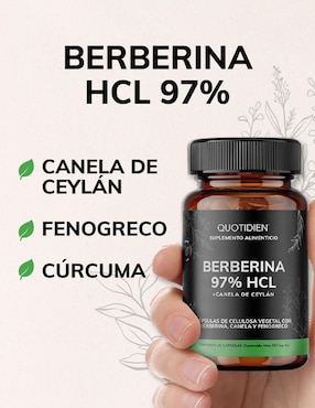 Berberina Clorhidrato Canela de Ceylán Fenogreco Cúrcuma Quotidien de 60 cápsulas