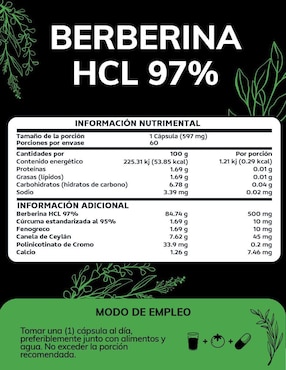 Berberina Clorhidrato Canela de Ceylán Fenogreco Cúrcuma Quotidien de 60 cápsulas
