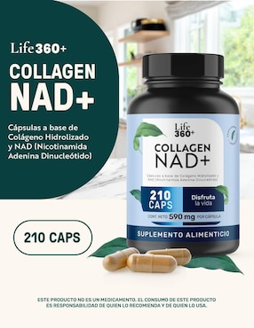 NAD (Nicotinamida Adenina Dinucleótido) + Colágeno Hidrolizado Life360+ 210 Cápsulas