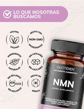 NMN Acido Alfa Lipoico Glicinato de Magnesio Quotidien de 60 cápsulas