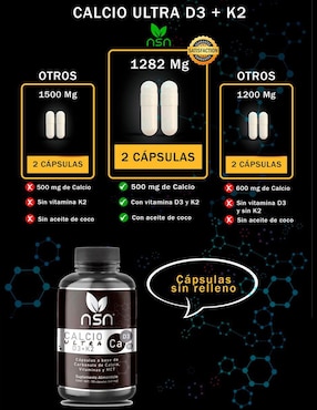 Ultra Calcio Natural Smart Nutrition con carbonato de calcio de 150 cápsulas