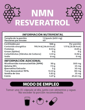 NMN + Resveratrol Beyond Vitamins de 60 cápsulas