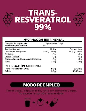 Trans Resveratrol con Calcio Beyond Vitamins de 60 cápsulas