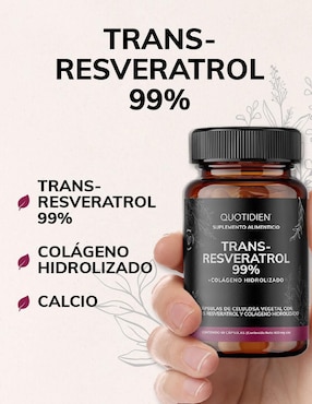 Trans Resveratrol con Colágeno Hidrolizado y Calcio Quotidien de 60 cápsulas