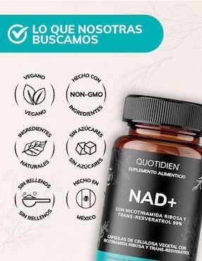 Nicotinamida Ribosa Trans Reveratrol Acido Alfalipoico Quotidien de 30 cápsulas
