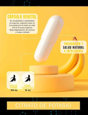 Citrato de Potasio Natural Smart Nutrition de 200 cápsulas