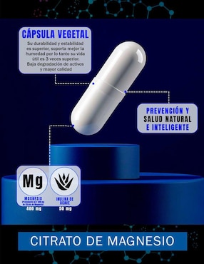 Citrato de Magnesio Natural Smart Nutrition de 200 cápsulas