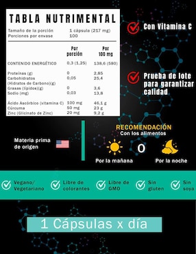 Bisglicinato de Zinc Natural Smart Nutrition con zinc de 100 cápsulas