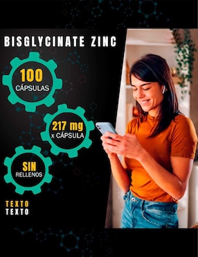 Bisglicinato de Zinc Natural Smart Nutrition con zinc de 100 cápsulas