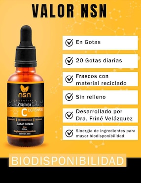 Vitamina C Natural Smart Nutrition sabor cereza de 50 ml